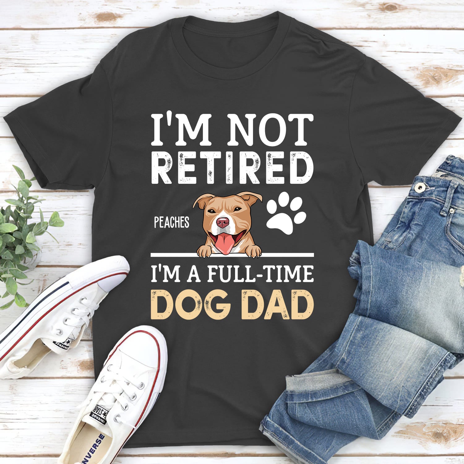 A Full-time Dog Dad - Personalized Custom Unisex 5.3 oz T-shirt for Pet Lovers