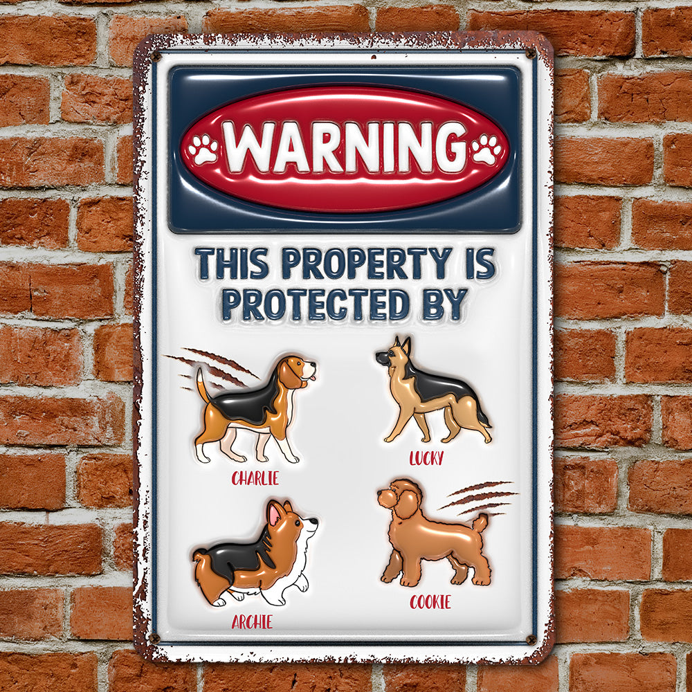 Protected By - Unique Personalized Custom 3D Inflated Effect Rust - Look Metal Sign for Home and Office Decor