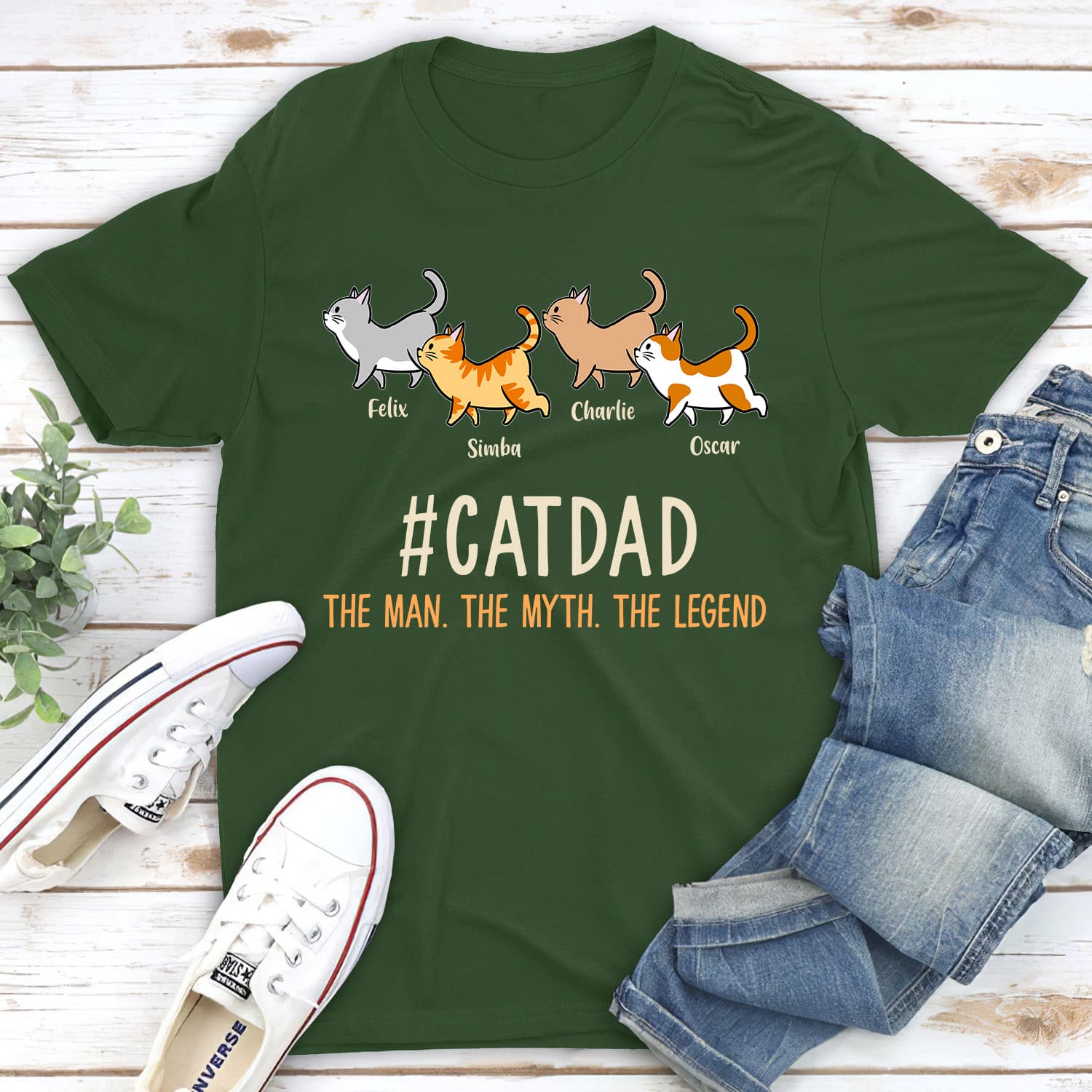 Cat Dad Legend 2 - Personalized Custom Unisex 5.3 oz T-shirt for Pet Lovers
