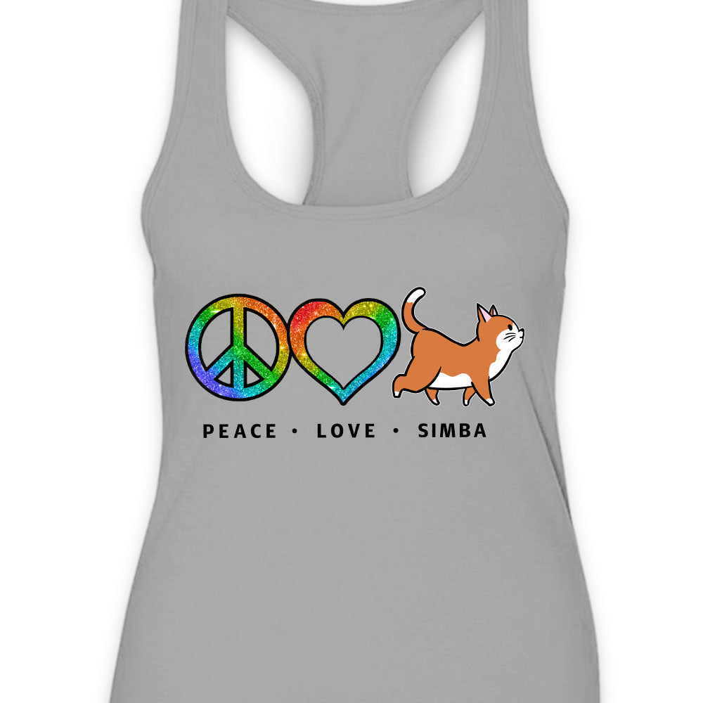 Peace Love Pet Pattern - Exclusively Personalized Custom Women's Summer Racerback Tank