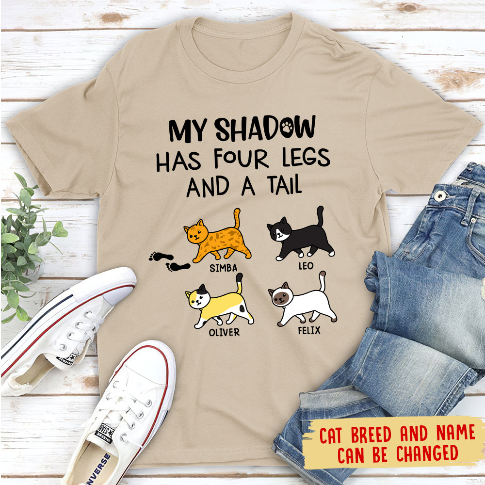 My Cat Is My Shadow - Personalized Custom Unisex 5.3 oz T-shirt for Pet Lovers