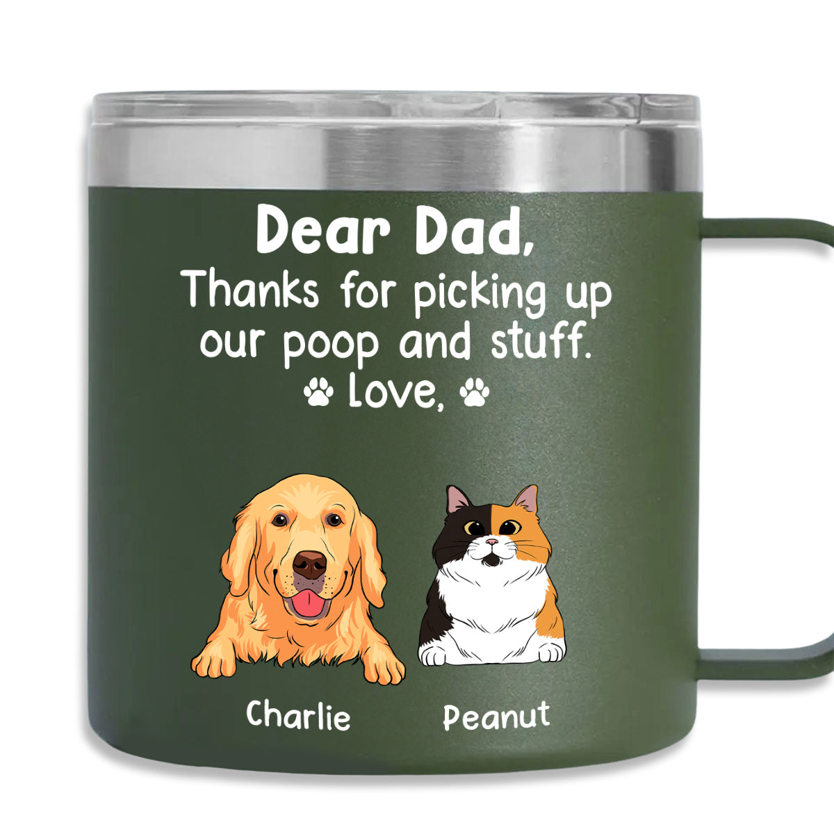 Thanks For Being My Human Servant - Personalized 14oz Custom Stainless Steel Tumbler with Handle for All Beverages