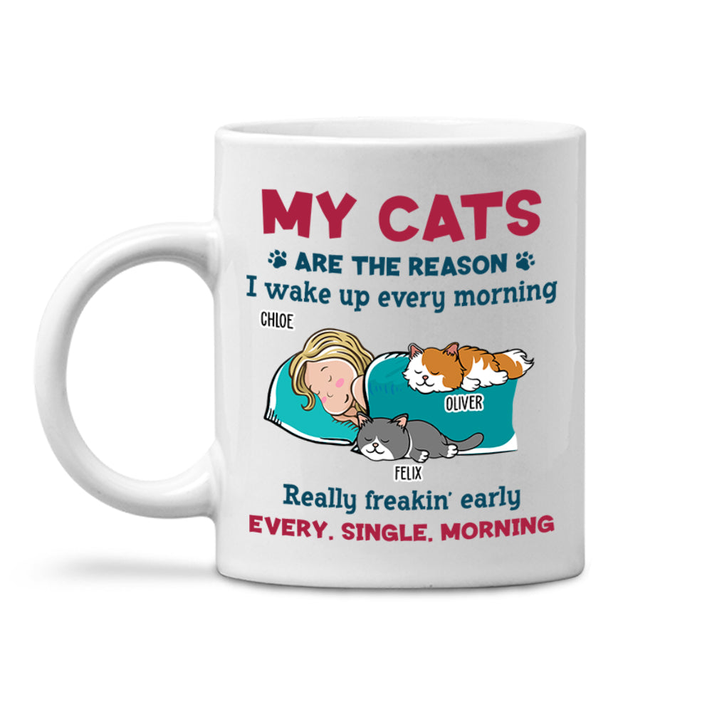 My Cat Wakes Me Up - Personalized Custom Coffee Mug for Pet Lovers