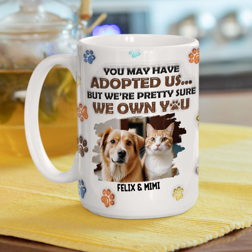 Personalized Custom 3D Inflated Effect Mug with Adopted Pets Photo - 11oz High - Quality Ceramic Mug