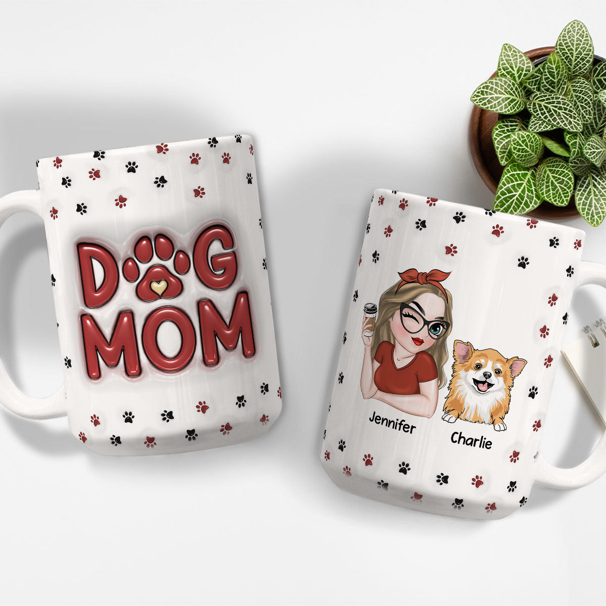 Exquisite Personalized Custom 3D Inflated Effect Lovely Dog Mom Mug