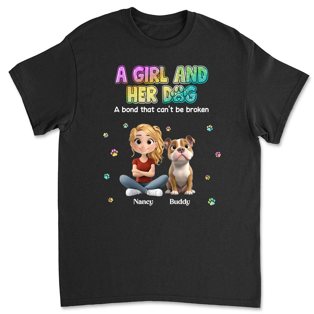 A Girl And Her Dog - Personalized Custom Unisex 5.3 oz T-shirt for Pet Lovers