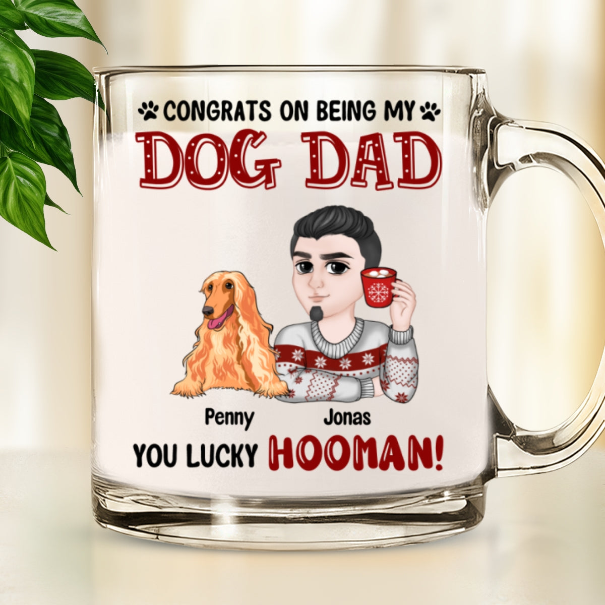 Unique Personalized Custom Glass Mug for Dog Moms and Dads - Congrats on Your Special Role