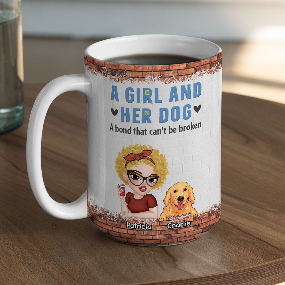 Unbreakable Bond of a Girl and Her Dog - 11oz Personalized Custom Coffee Mug for All Beverages