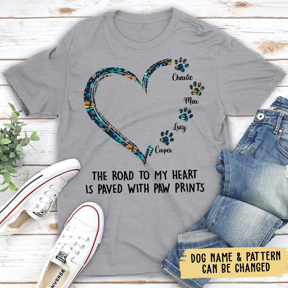 Road To Heart Pattern - Personalized Custom Unisex 5.3 oz T-shirt for Pet Lovers