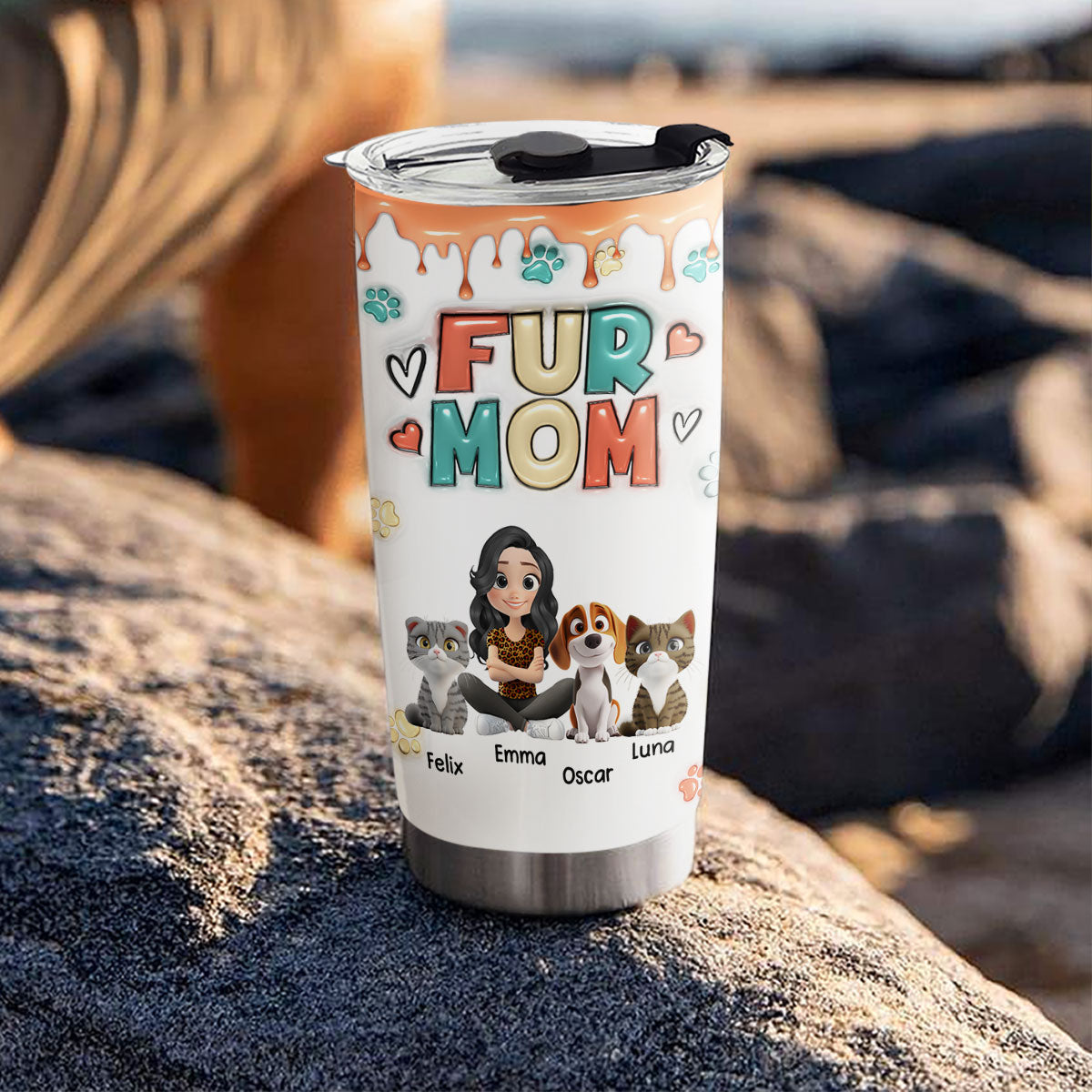Adorable Personalized Custom 3D Inflated Effect Tumbler for Pet Moms