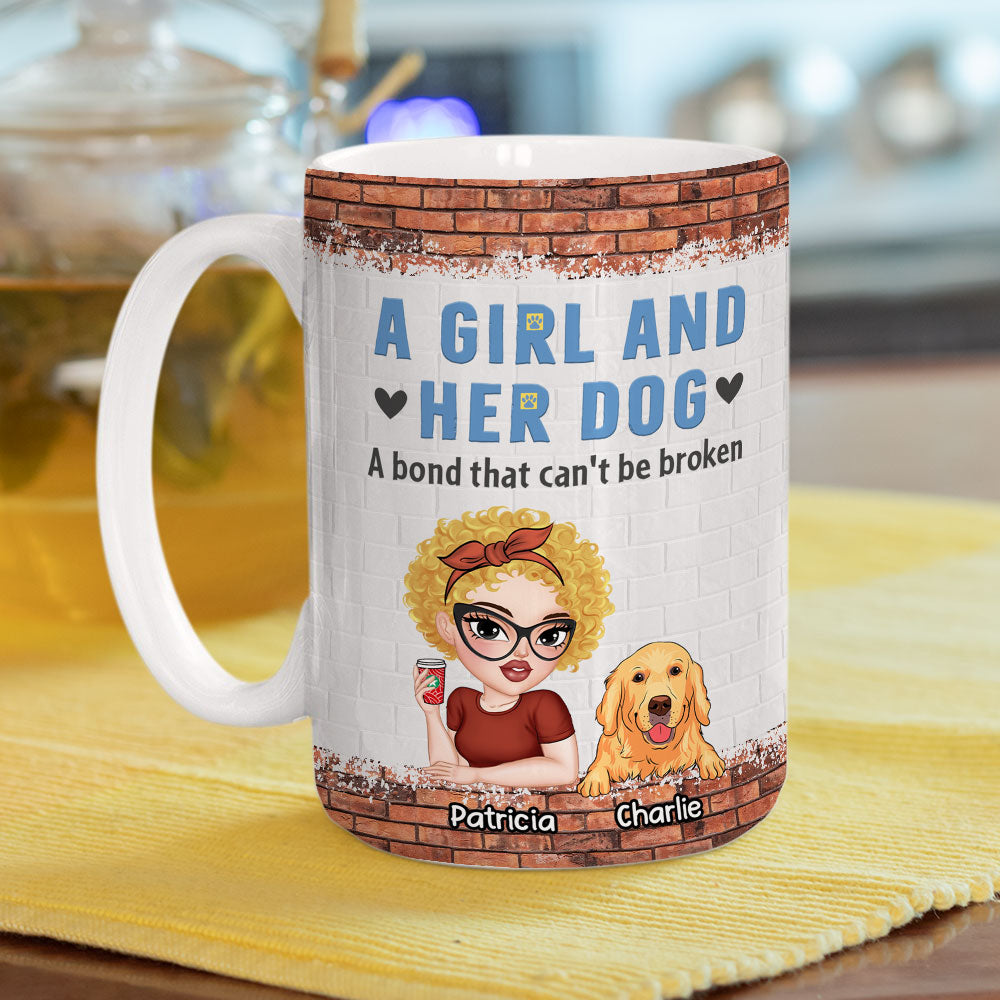 Unbreakable Bond of a Girl and Her Dog - 11oz Personalized Custom Coffee Mug for All Beverages