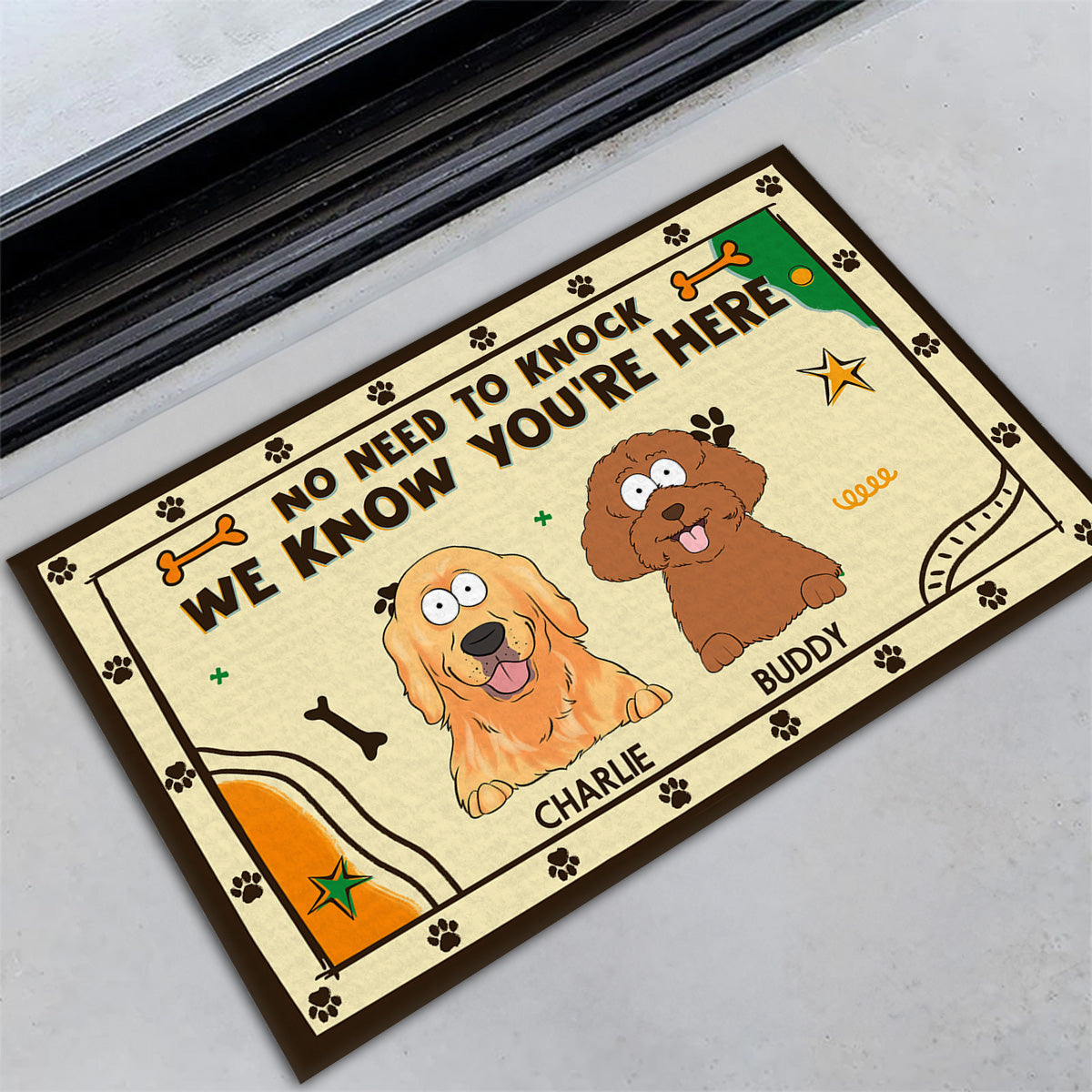 We Know You Are Here Human - Personalized Custom Doormat with Your Beloved Pet's Picture