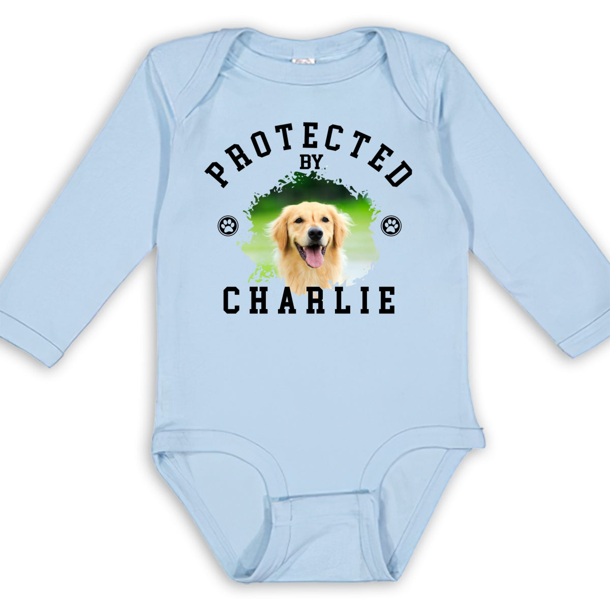 Photo - Protected Personalized Custom Long Sleeve Baby Onesie for Unforgettable Early Moments