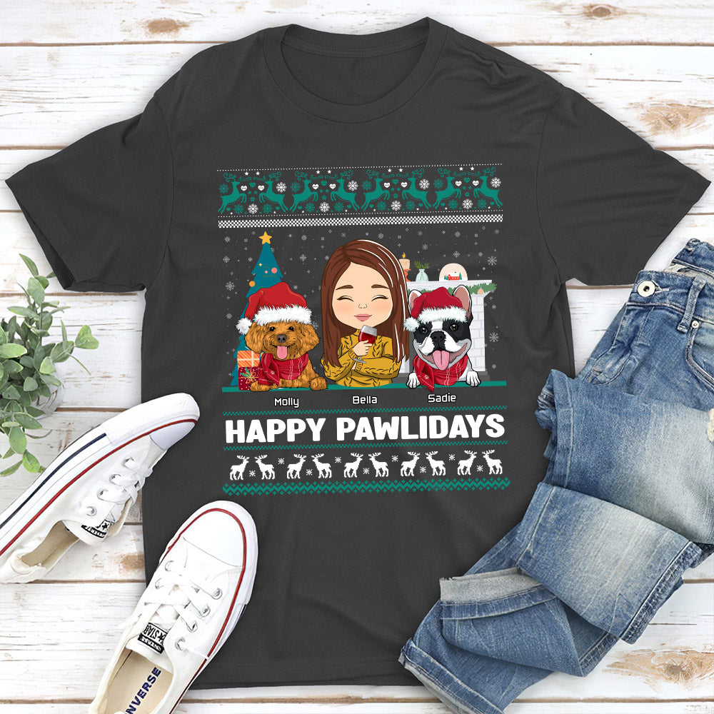 Happy Pawlidays - Personalized Custom Unisex 5.3 oz T-shirt for Pet Lovers