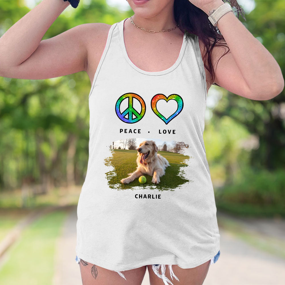 Peace Love Pet Pattern - Exclusively Personalized Custom Women's Summer Racerback Tank