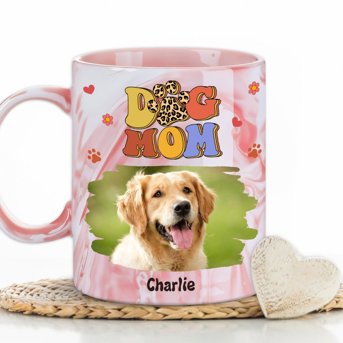 Slay Dog Mama Personalized Custom Pink Marble 11oz Ceramic Mug for Special Occasions