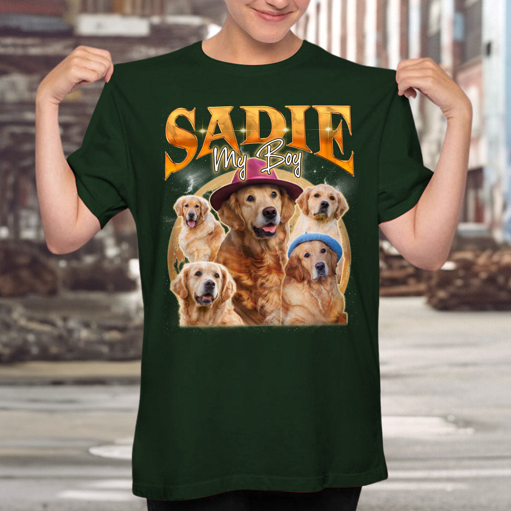 Custom Pet Face Vintage Version 11 - Stylish Personalized Unisex Cotton T-shirt for Pet Lovers