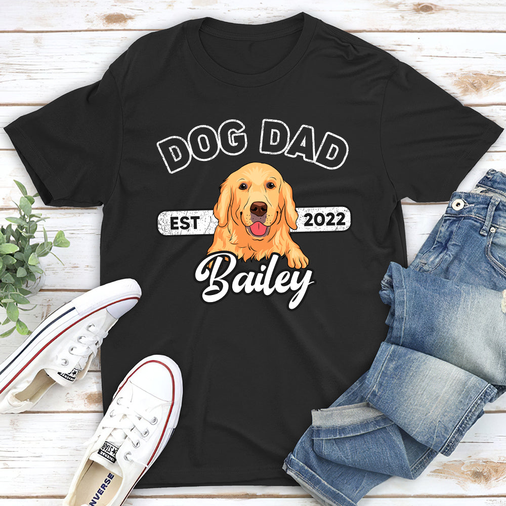Dog Dad Mom Personalized Custom Unisex 5.3 oz Heavy Cotton T-Shirt - Perfect Gift for Pet Lovers
