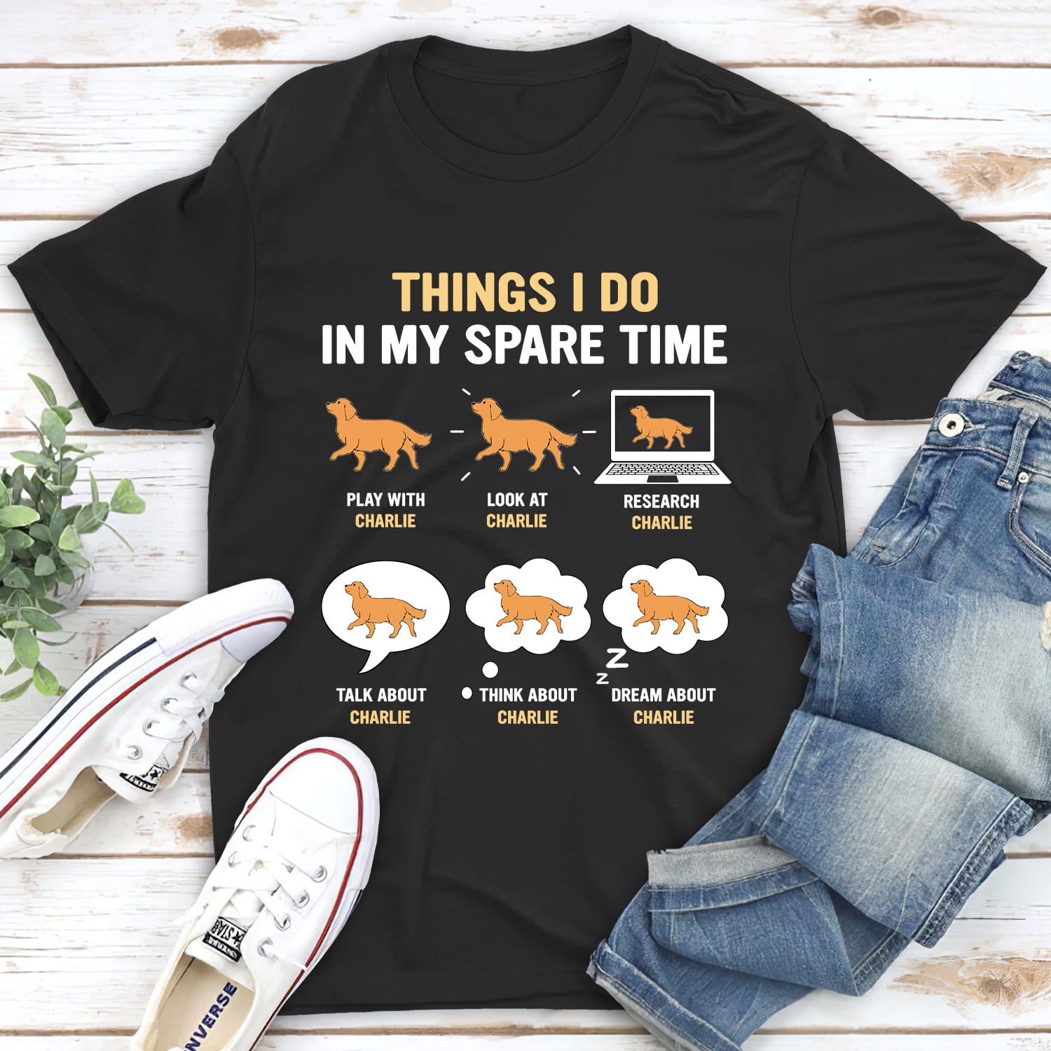 In My Spare Time - Personalized Custom Unisex 5.3 oz T-shirt for Pet Lovers