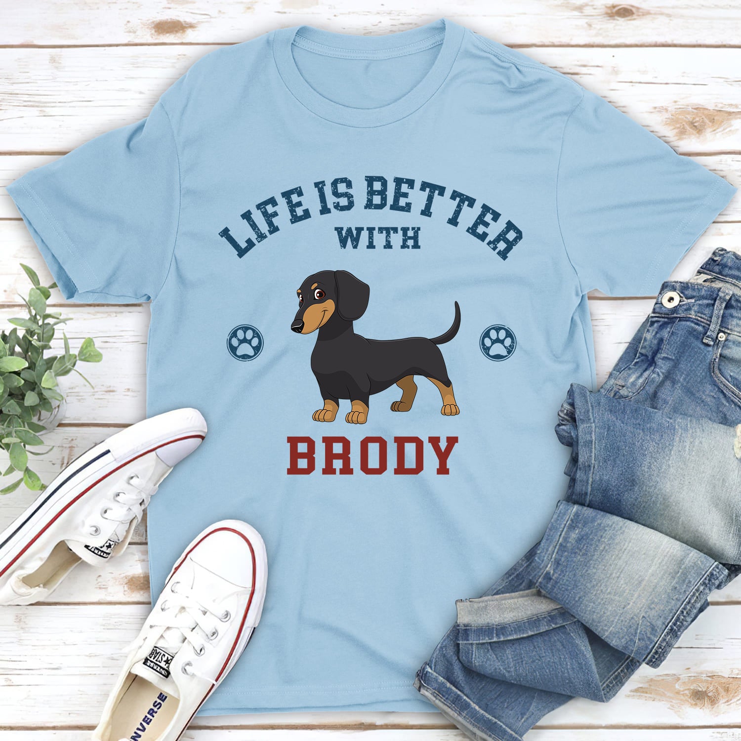 Life Is Better Retro - Personalized Custom Unisex 5.3 oz T-shirt for Pet Lovers