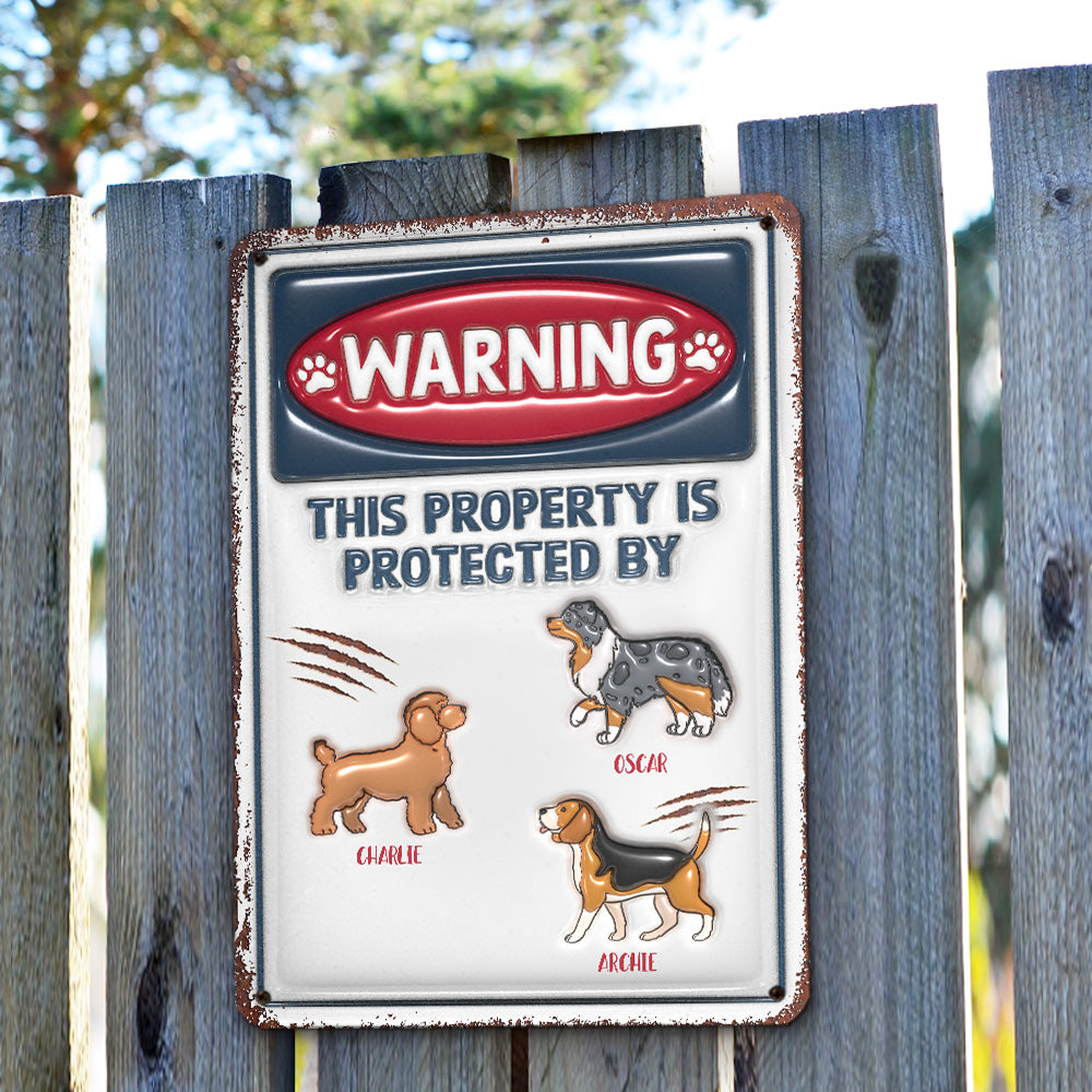 Protected By - Unique Personalized Custom 3D Inflated Effect Rust - Look Metal Sign for Home and Office Decor