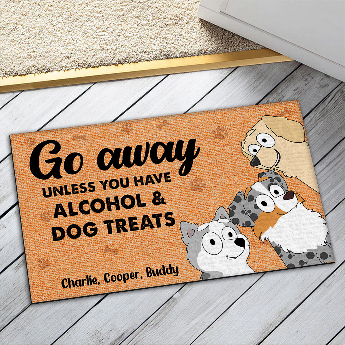 Go Away Unless Have - Personalized Custom Pet Portrait Doormat for Pet Lovers