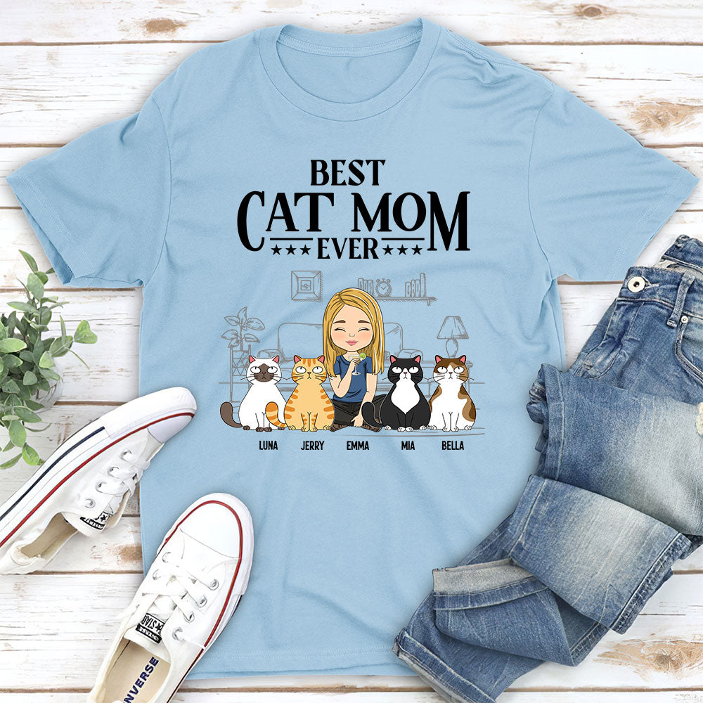 Best Cat Dad Ever - Personalized Custom Unisex 5.3 oz T-shirt for Pet Lovers
