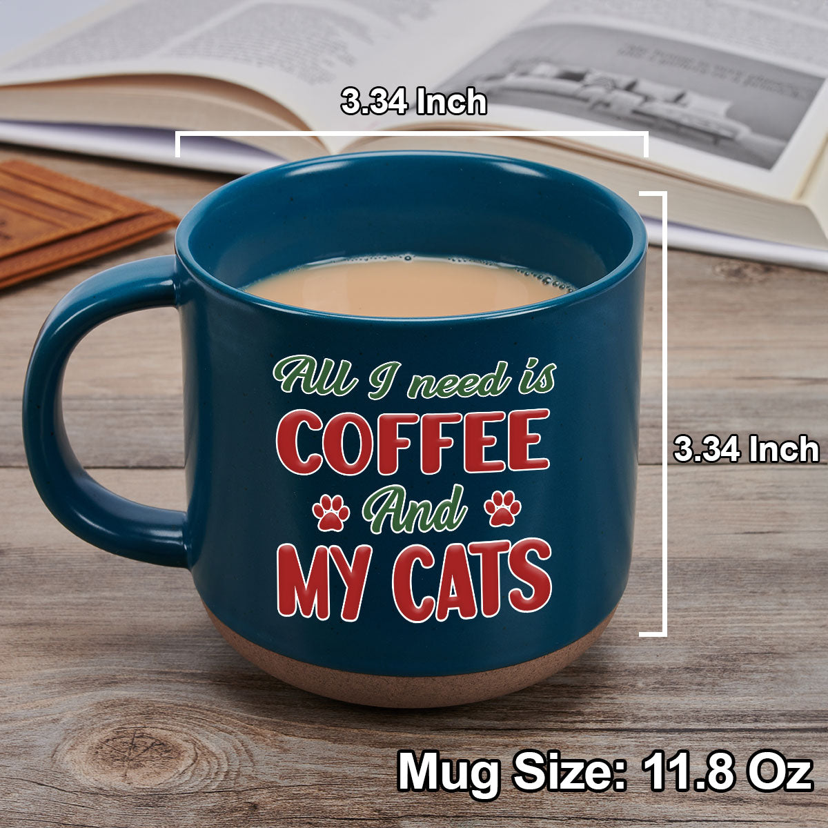 All I Need Is My Dog Version Cat - 11oz Personalized Custom Ceramic Mug in Dark Blue and White