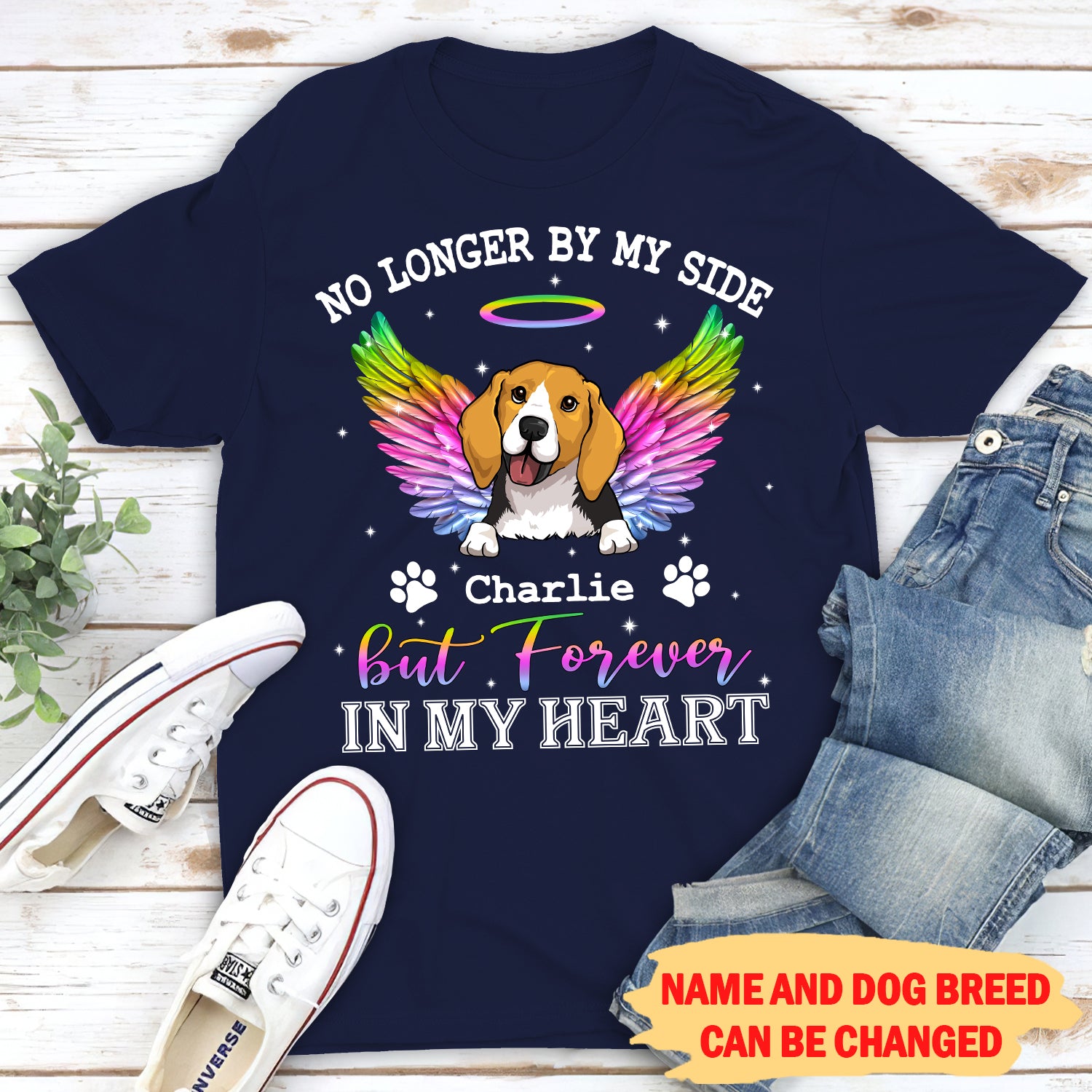 Forever in Heart - Personalized Custom Unisex 5.3 oz T-shirt for Pet Lovers