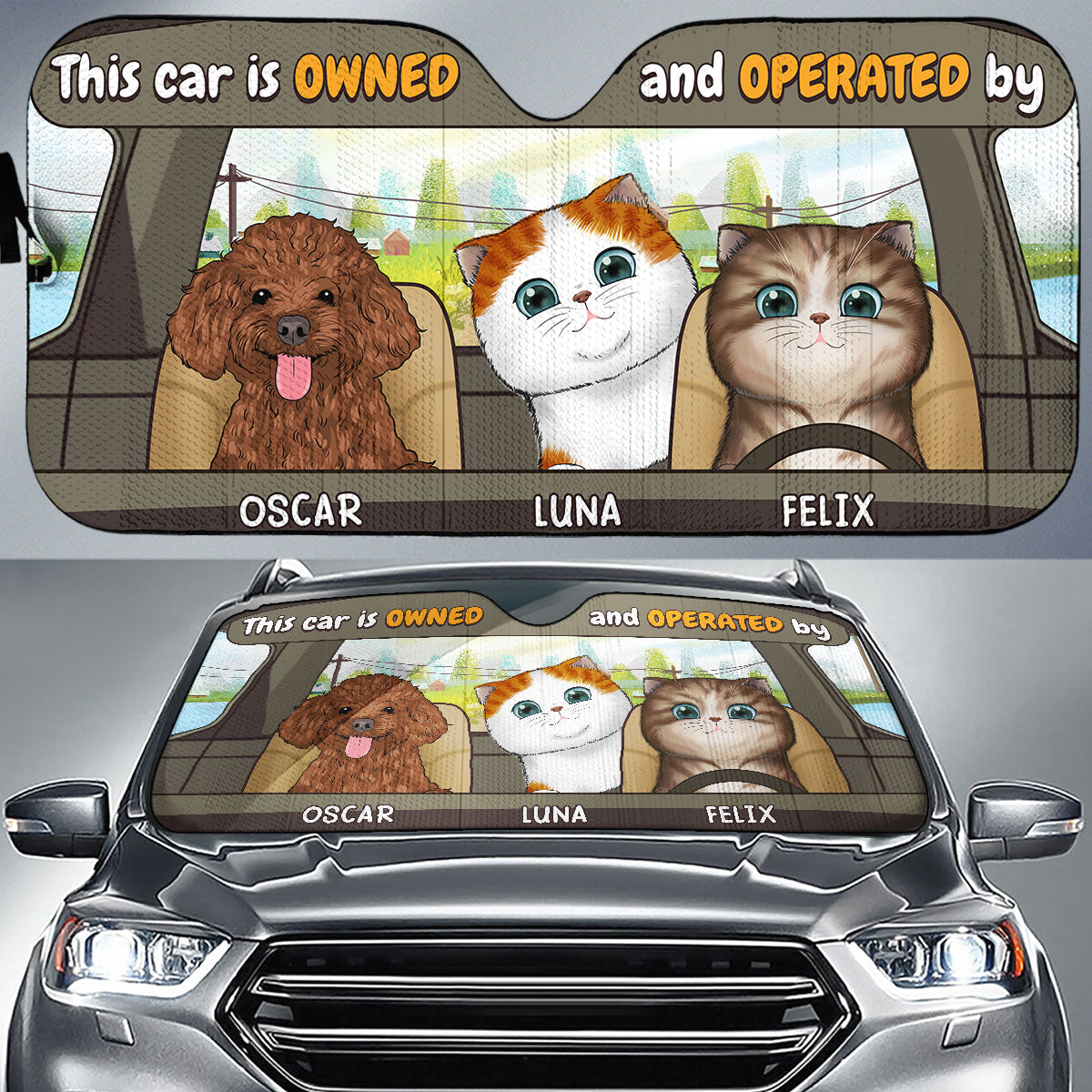 Life Is Better With Fur Babies Personalized Dog Cat Car Sunshade - High - Quality UV Protection