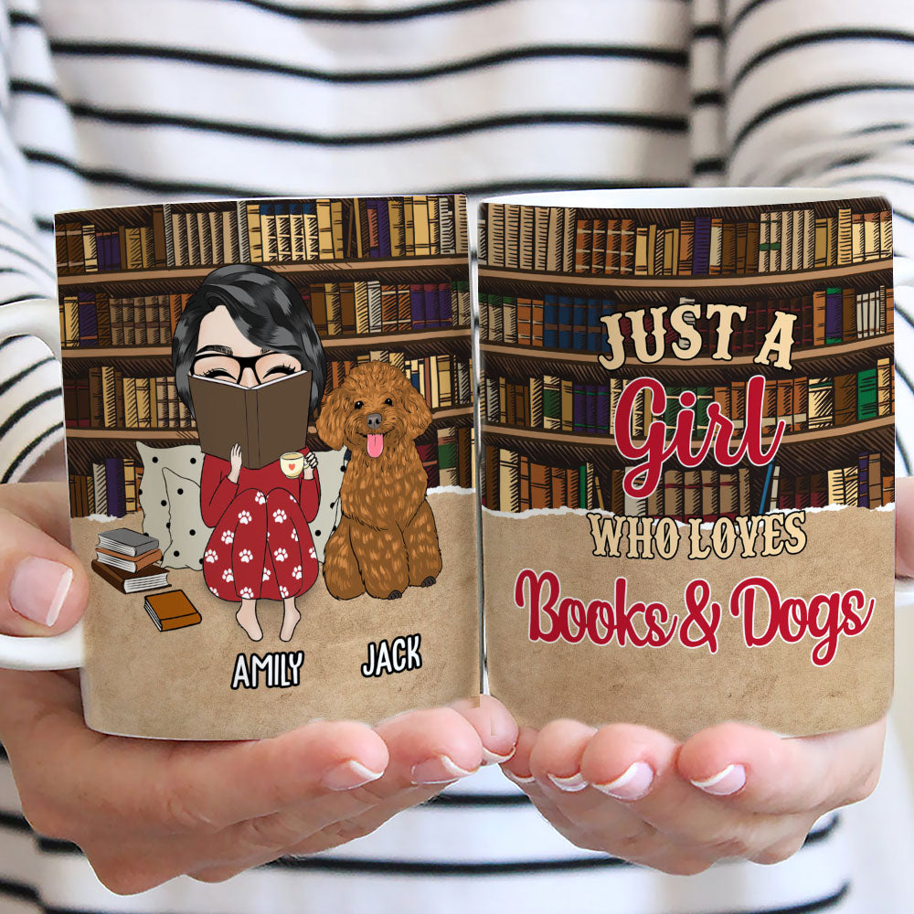 Girl & Books - Unique Personalized Custom Coffee Mug for Pet Lovers