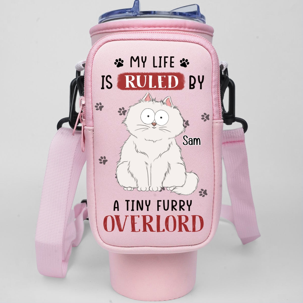 Tiny Furry Overlords - Premium Personalized Custom 40oz Water Bottle Carrier Bag for Daily Adventures
