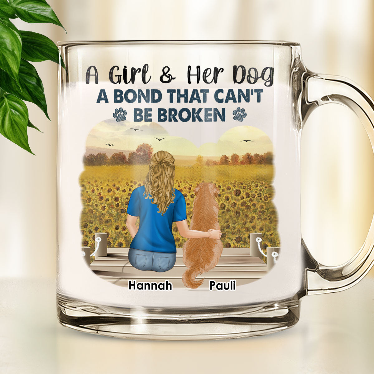 Unbreakable Bond - Exquisitely Personalized Custom Glass Mug with 11 oz Capacity