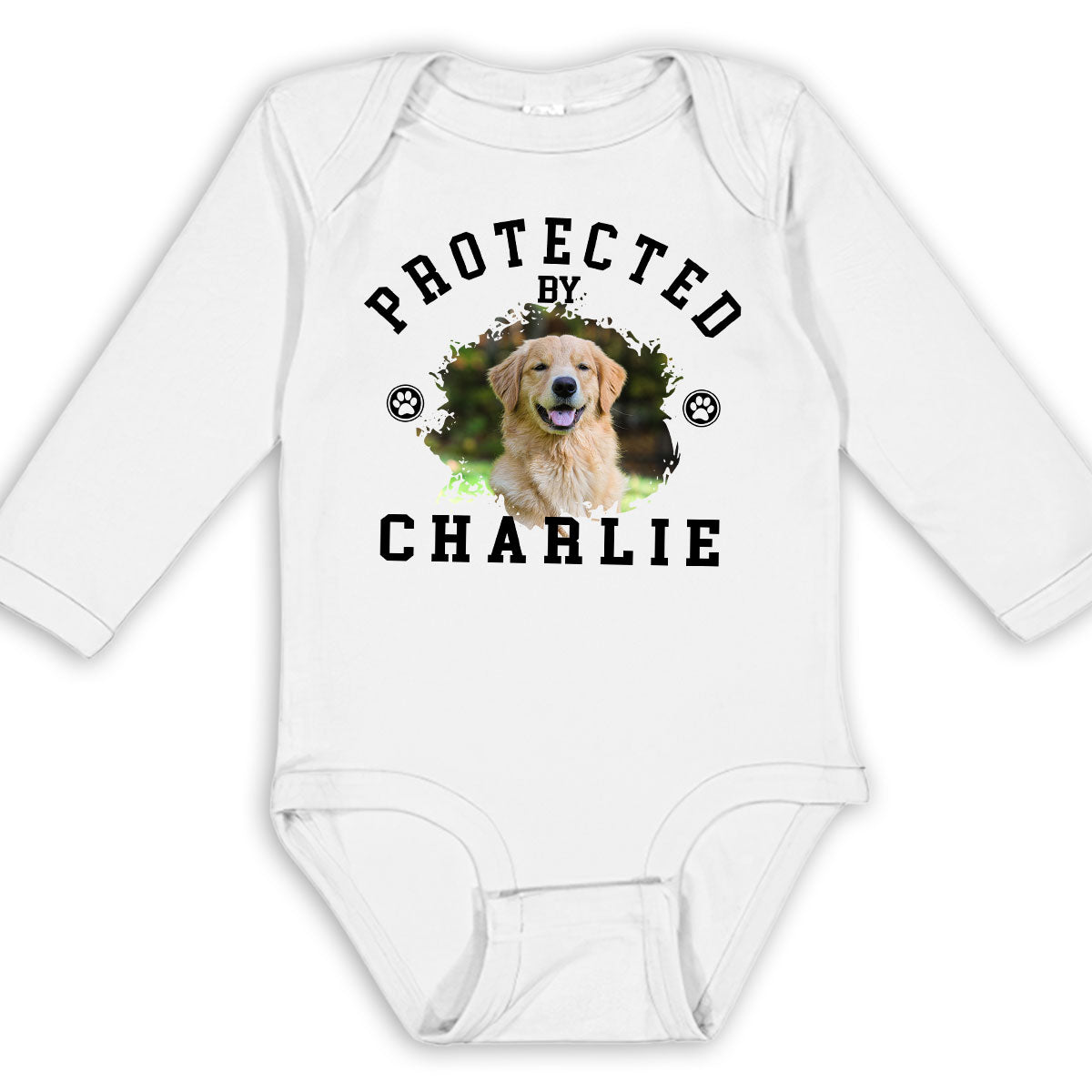 Photo - Protected Personalized Custom Long Sleeve Baby Onesie for Unforgettable Early Moments