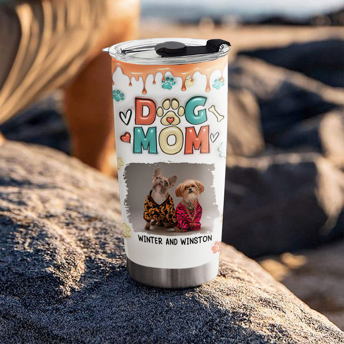 Customizable Mom of Dogs 3D Inflated Effect Personalized Photo Tumbler - 20oz High - Quality Stainless Steel