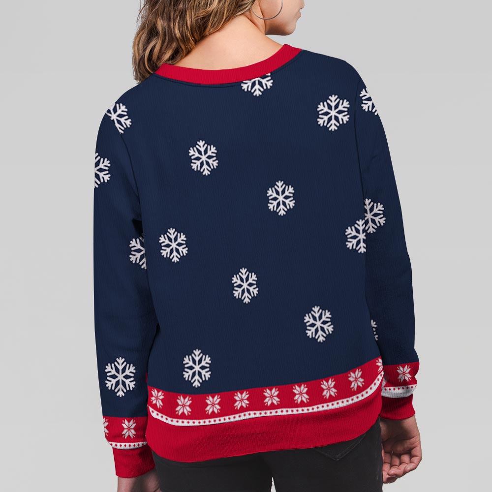 Stylish Personalized Custom All-Over-Print Navy Dog Dad Mom Winter Sweatshirt