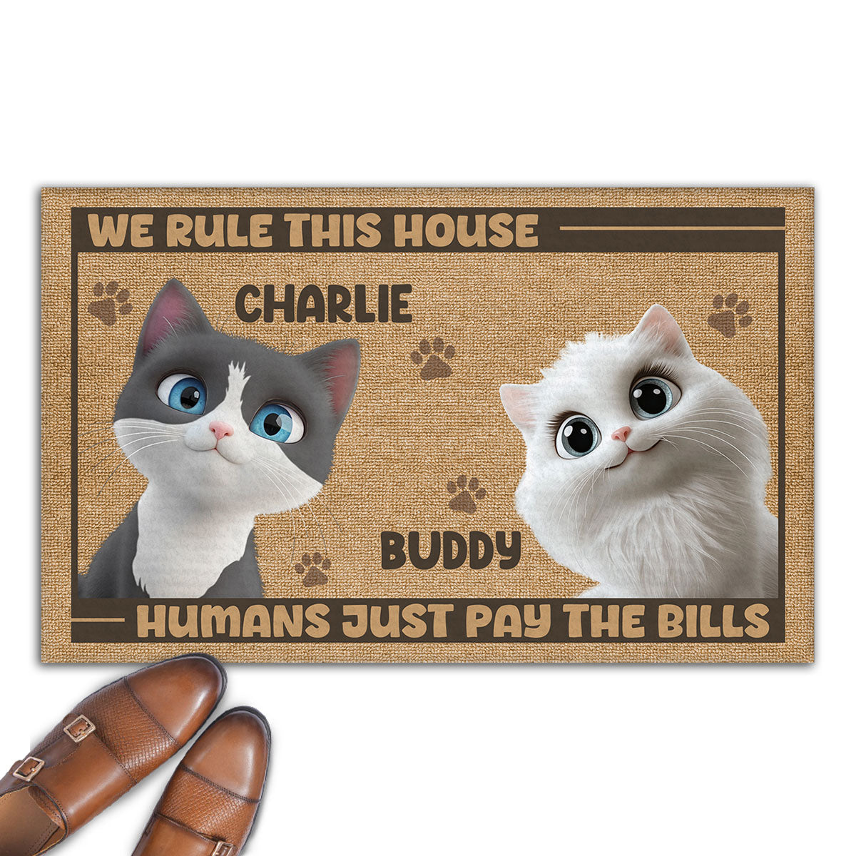 Our House Our Rule - Personalized Custom Pet Lover Doormat with Cat or Dog Picture