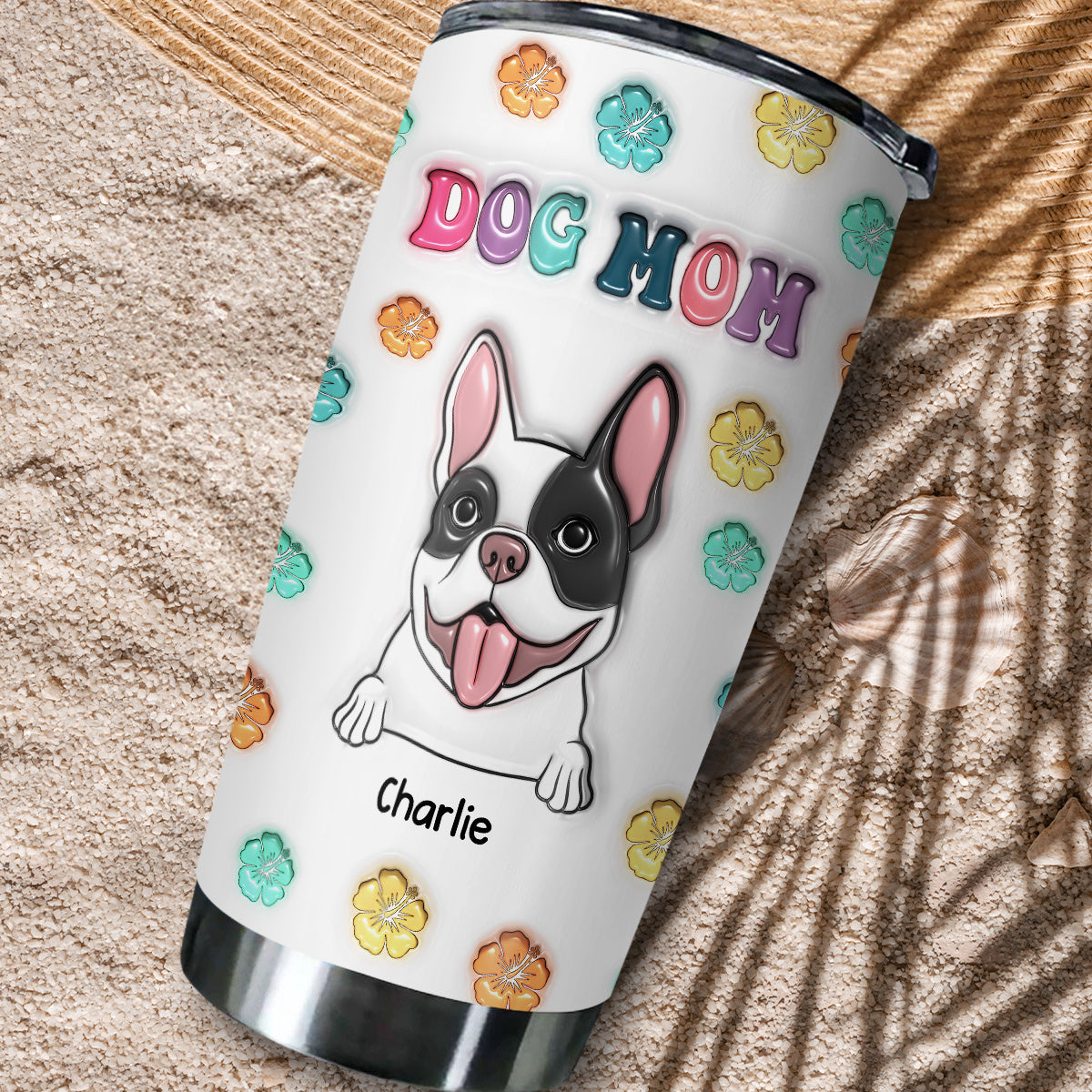Personalized Custom 3D Inflated Effect Stainless Steel Tumbler for Dog Moms