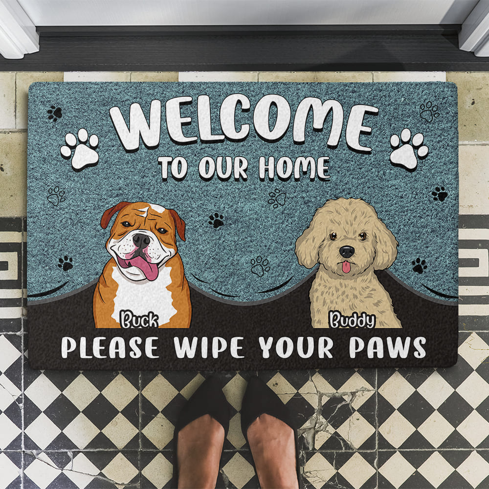 Customizable Personalized 'Please Wipe Your Paws' Doormat for Pet Lovers