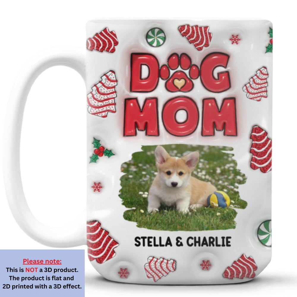 Dog Mom Tree Cake Personalized Custom 3D Inflated Effect Ceramic Mug - 11oz & 15oz