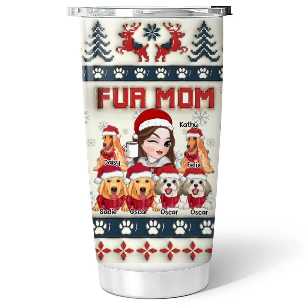 Fur Mom Pixel - Unique Personalized Custom 3D Inflated Effect 20oz Stainless Steel Tumbler