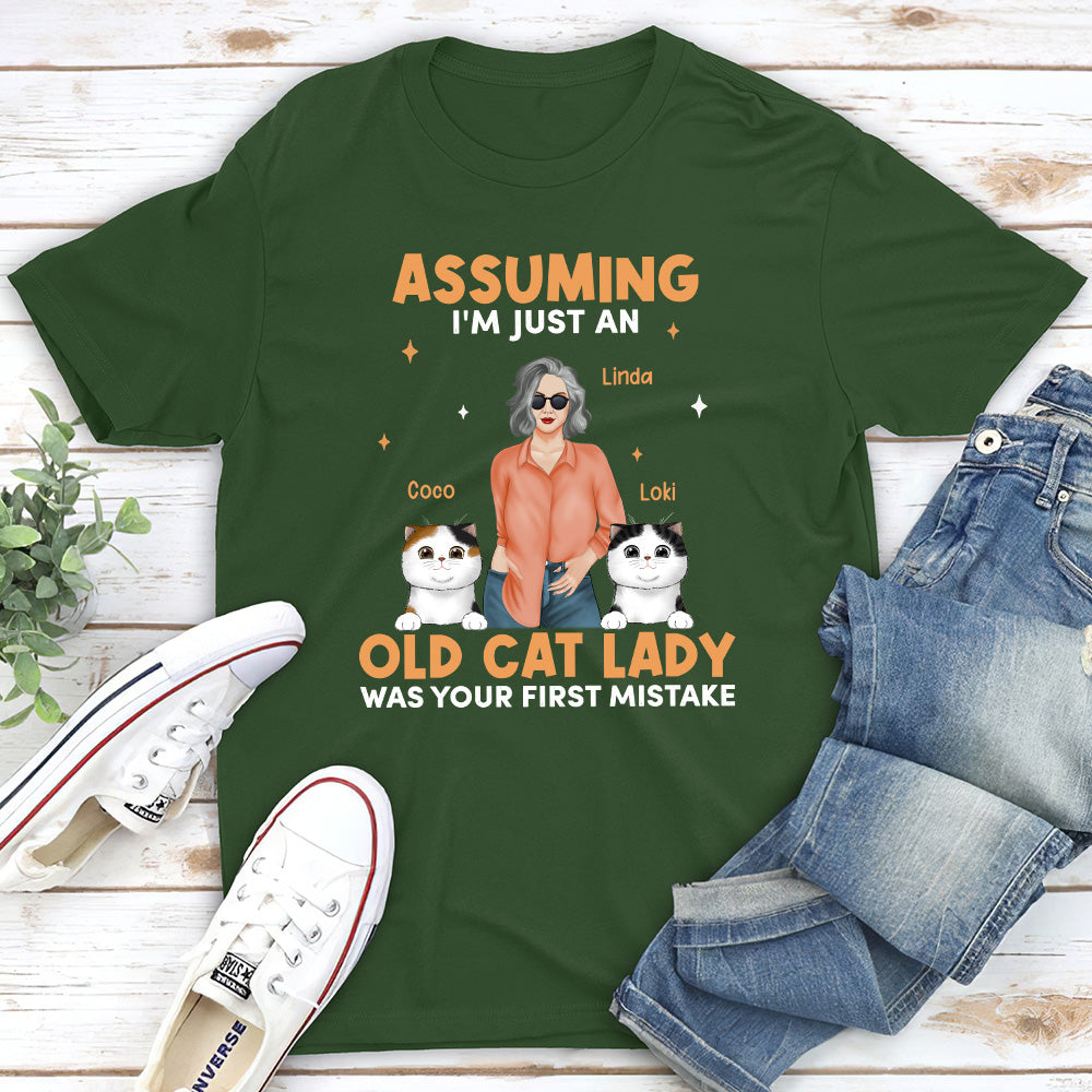 Just An Old Cat Lady - Personalized Custom Unisex 5.3 oz T-shirt for Pet Lovers