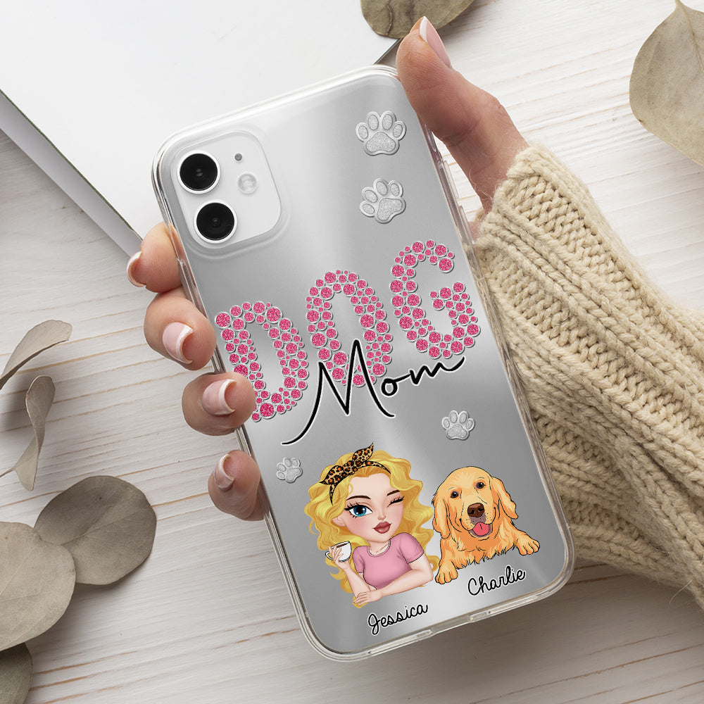 Sparkling Glitter Dog Mom Life - Exquisitely Personalized Custom Phone Case