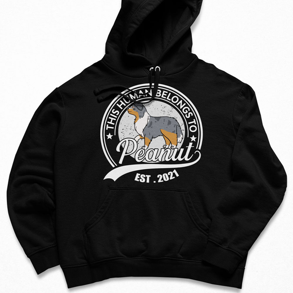 Personalized Custom 'Human Belongs To Dog' Unisex 8.0 oz Hoodie - Ideal Gift for Pet Lovers