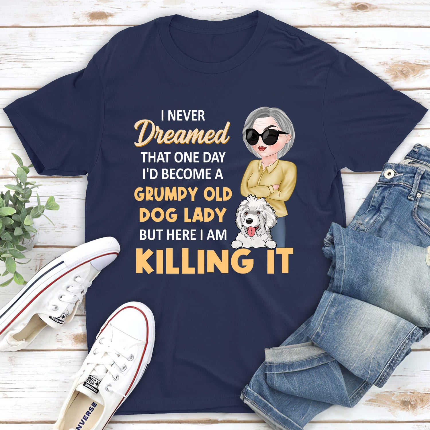 A Grumpy Dog Lady - Personalized Custom Unisex 5.3 oz Heavy Cotton T-shirt
