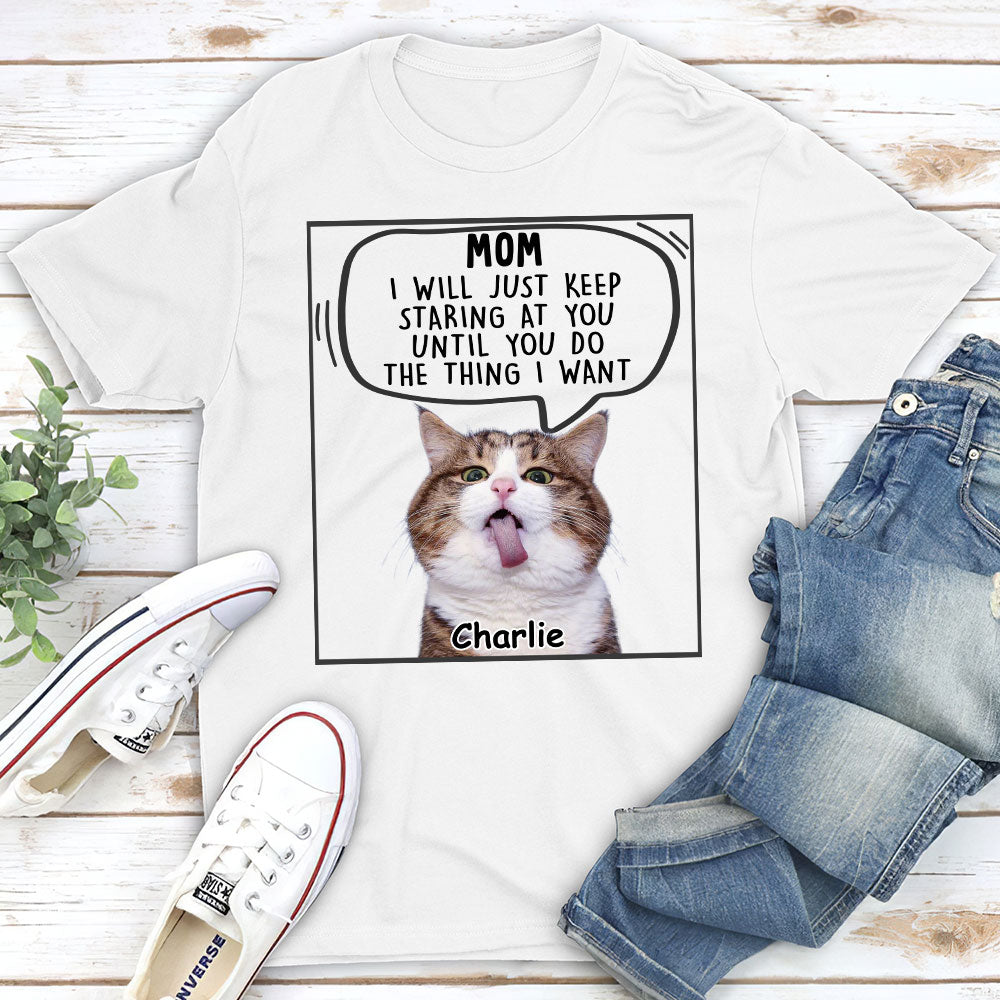 Personalized Custom Unisex Cat Staring Photo T-shirt - Perfect Gift for Pet Lovers