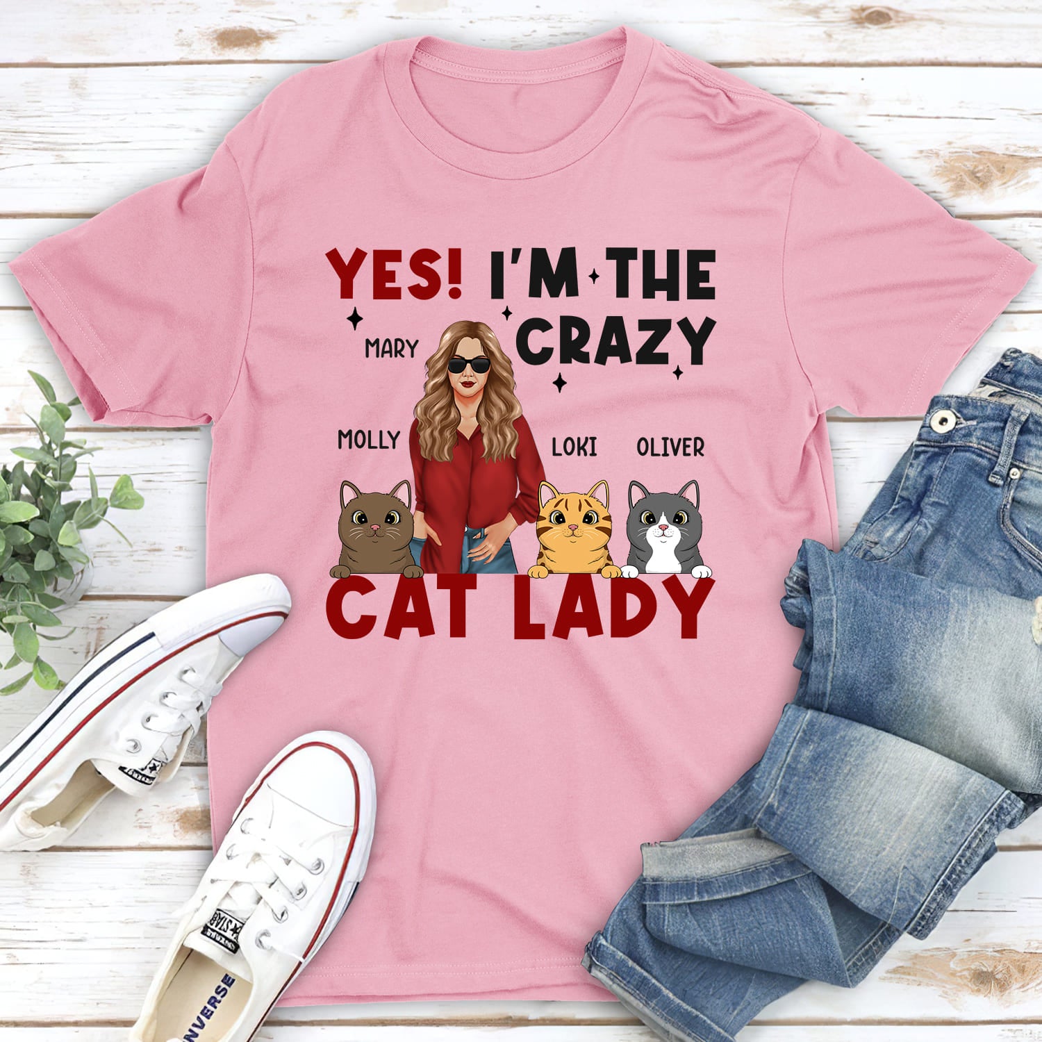 The Crazy Cat Lady - Stylish Personalized Custom Unisex T-shirt for Cat Lovers