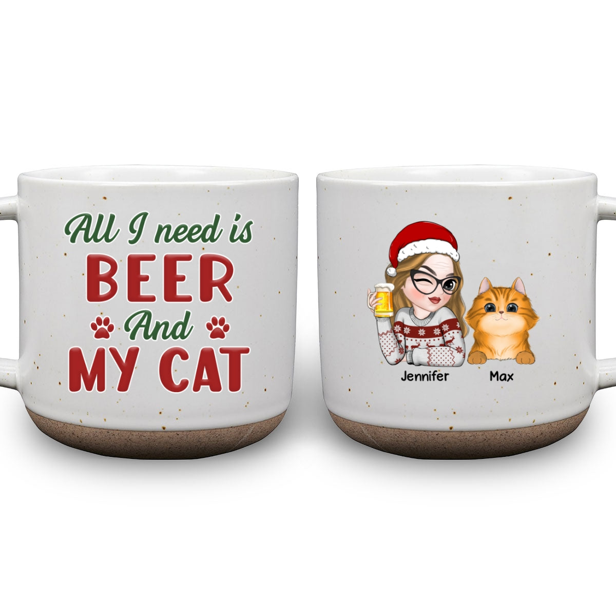 All I Need Is My Dog Version Cat - 11oz Personalized Custom Ceramic Mug in Dark Blue and White