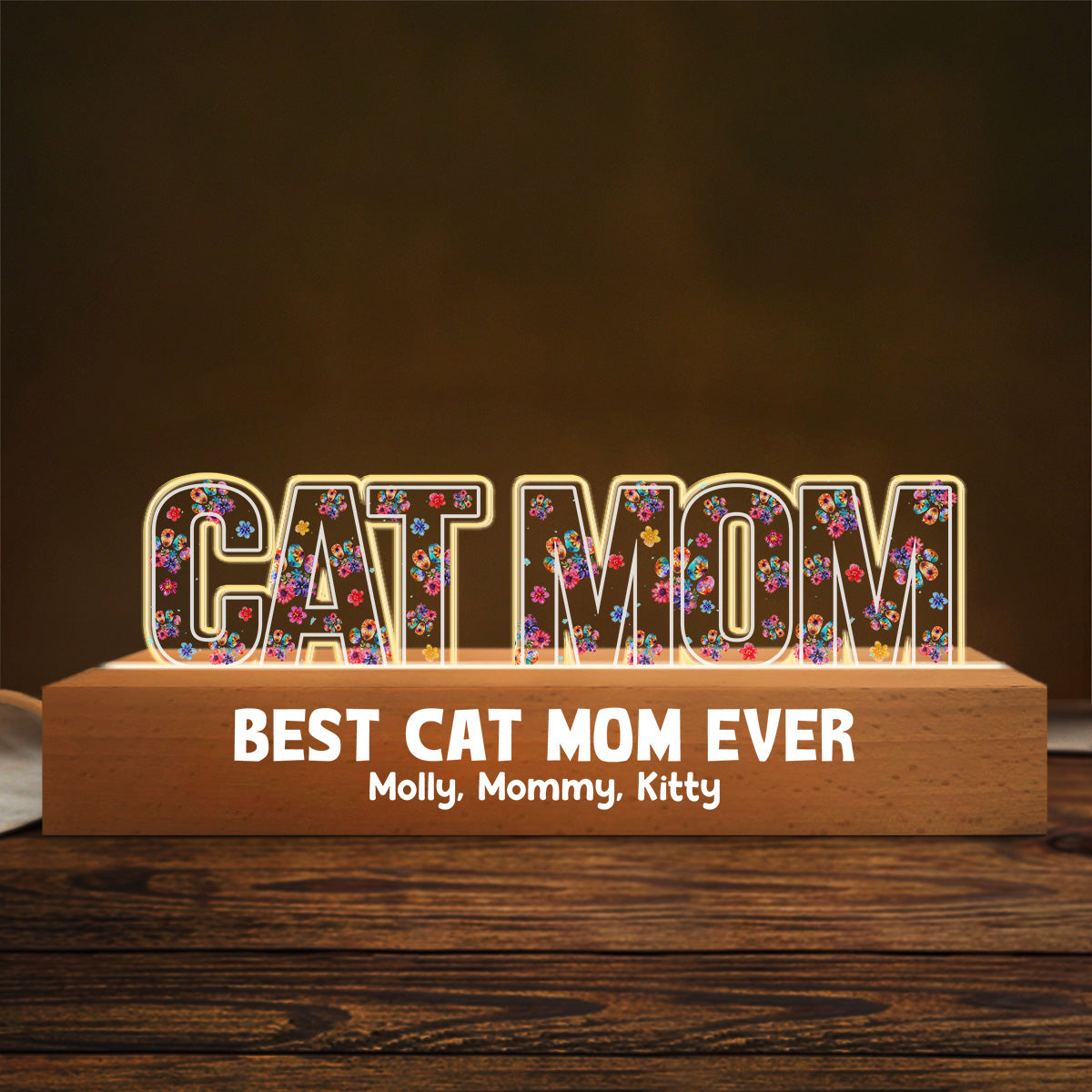 Best Dog Mom Ever - Customizable 3D LED Night Light with Personalized Acrylic Letters