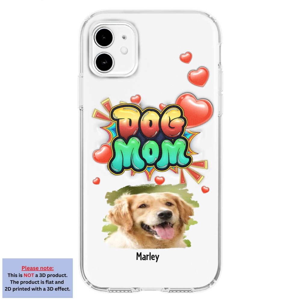 Dog Mom Gradient Photo - Personalized Custom 3D Inflated Effect Luxury Phone Case for Smartphones